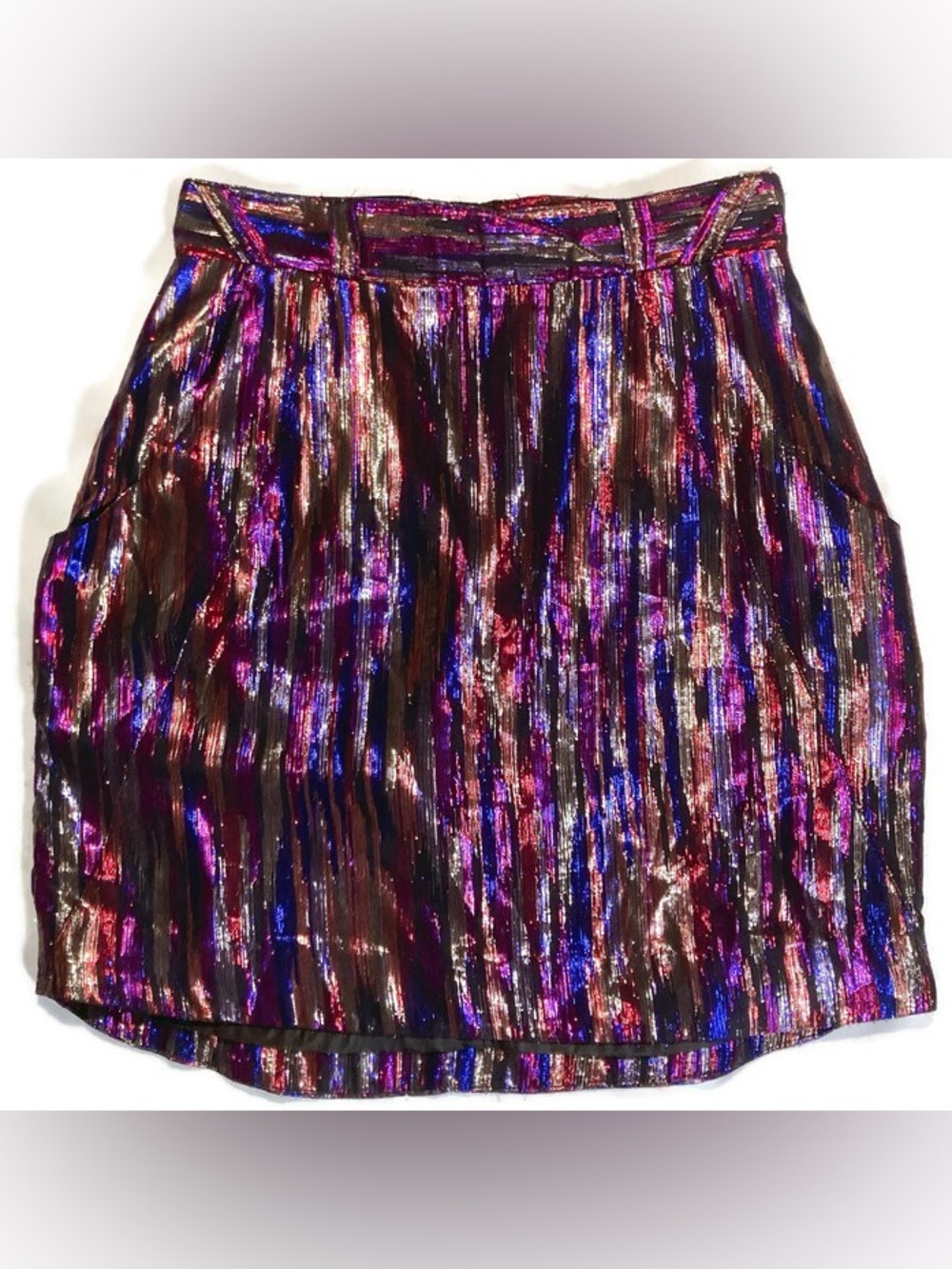 H&M Sparkly Glitter Lurex Colorful Mini Skirt Holiday Party Festival Silver Gold